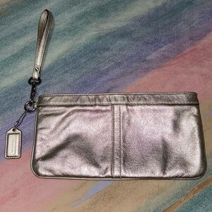 Coach Factory Metallic Champagne Gold Wristlet Clutch